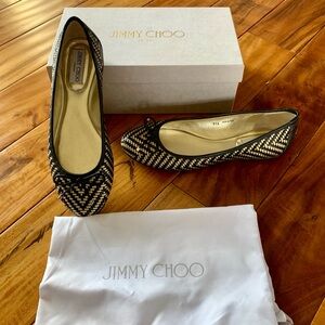 Jimmy Choo Black and Gold Women's Flats